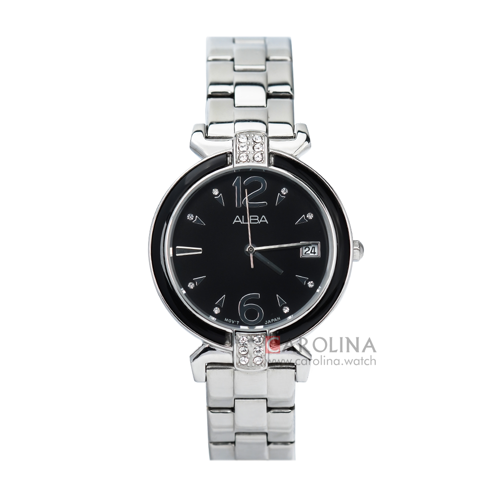 Jam Tangan ALBA AG8433X1 Women Black Dial Stainless Steel Strap