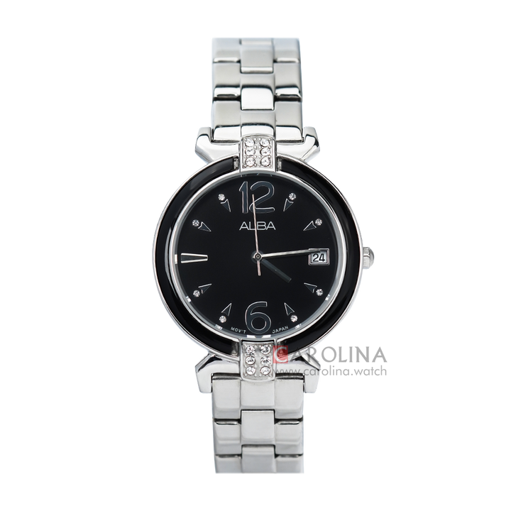 Jam Tangan ALBA AG8433X1 Women Black Dial Stainless Steel Strap