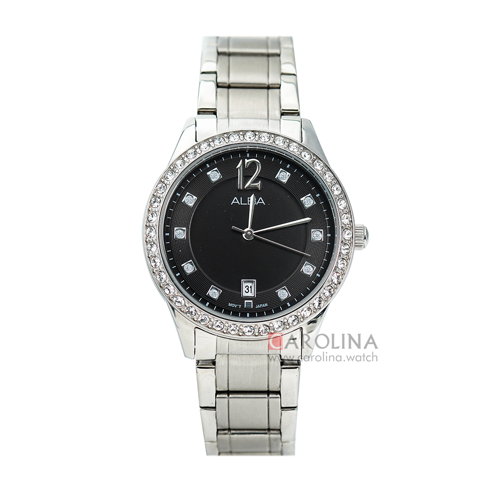 Jam Tangan ALBA AG8485X1 Women Black Dial Stainless Steel Strap