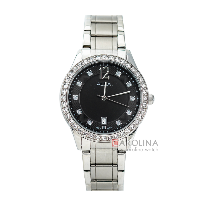 Jam Tangan ALBA AG8485X1 Women Black Dial Stainless Steel Strap