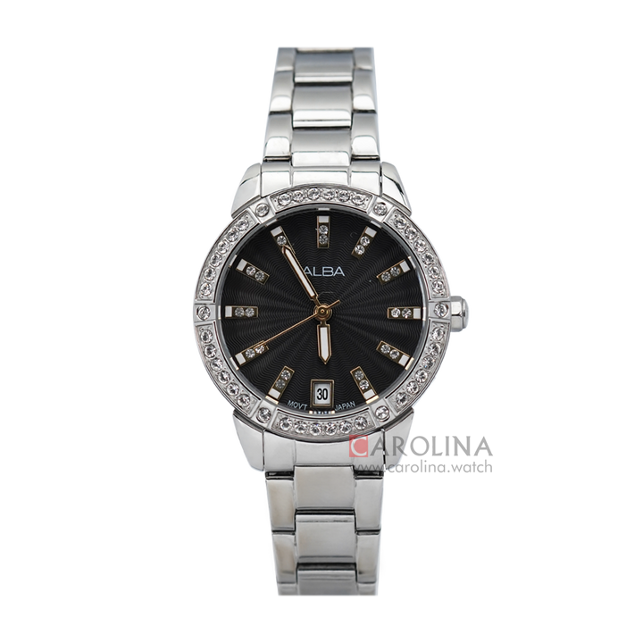 Jam Tangan ALBA AG8H13X1 Men Black Dial Stainless Steel Strap
