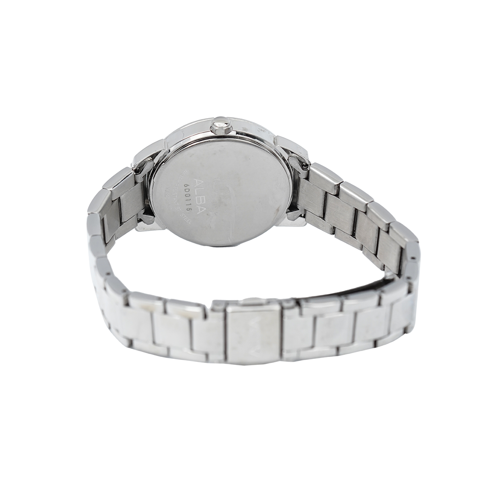 Jam Tangan ALBA AG8H05X1 Women Black Dial Stainless Steel Strap