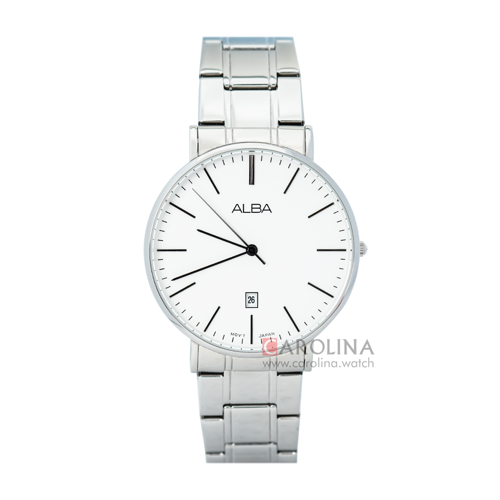 Jam Tangan ALBA AG8H15X1 Men White Dial Stainless Steel Strap