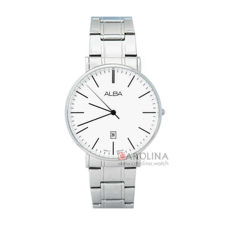 Jam Tangan ALBA AG8H15X1 Men White Dial Stainless Steel Strap