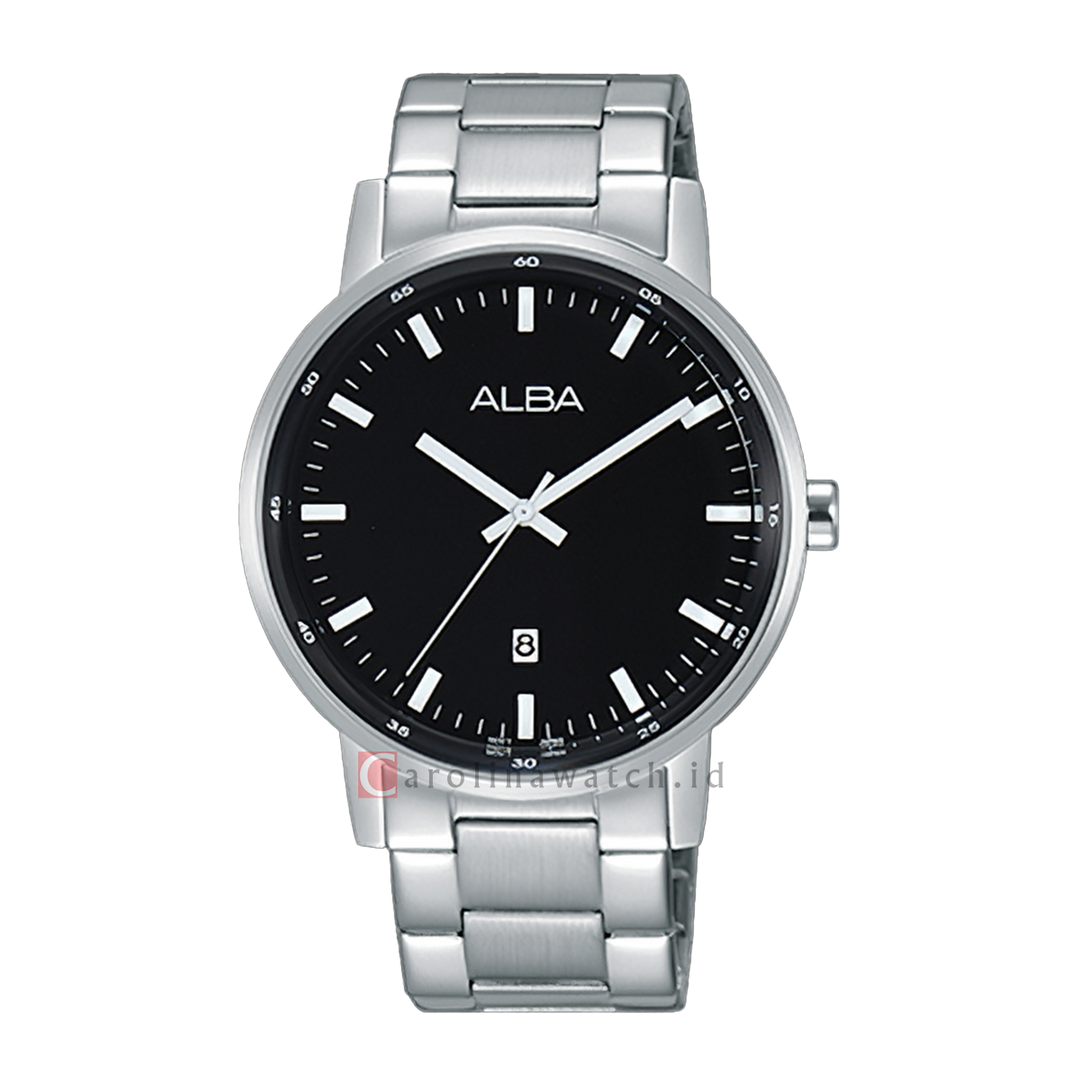 Jam Tangan ALBA AG8H21X1 Men Black Dial Stainless Steel Strap