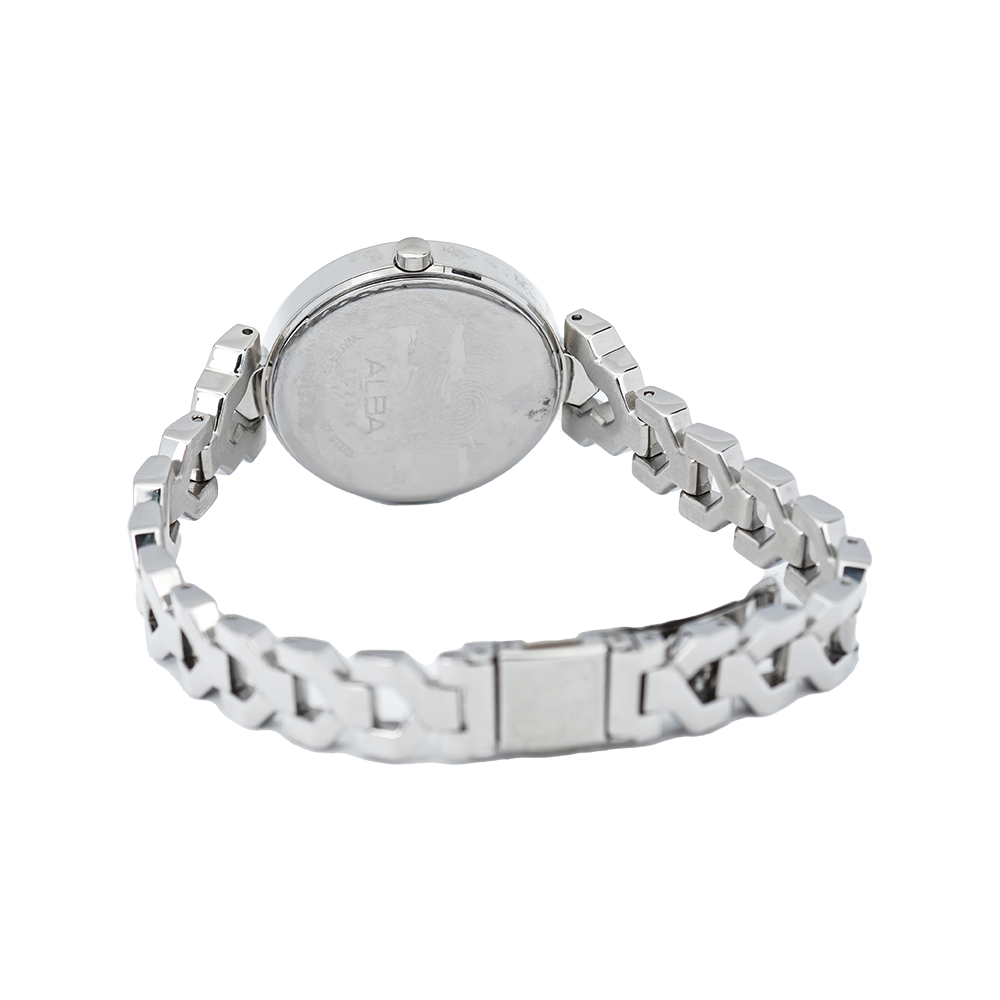 Jam Tangan ALBA AG8H77X1 Women Silver Pattern Dial Sainless Steel Strap