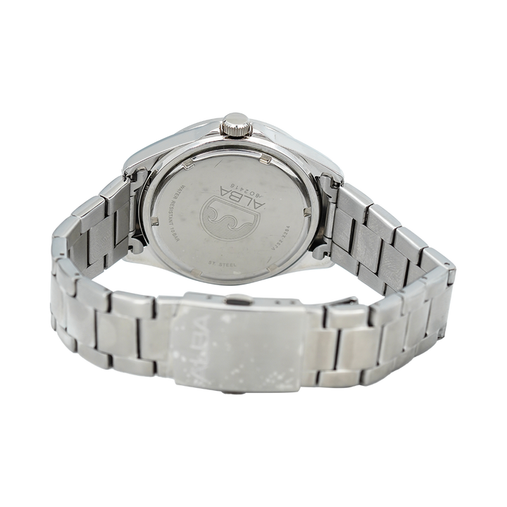 Jam Tangan ALBA Active AG8J37X1 Men Black Patterned Dial Stainless Steel Strap