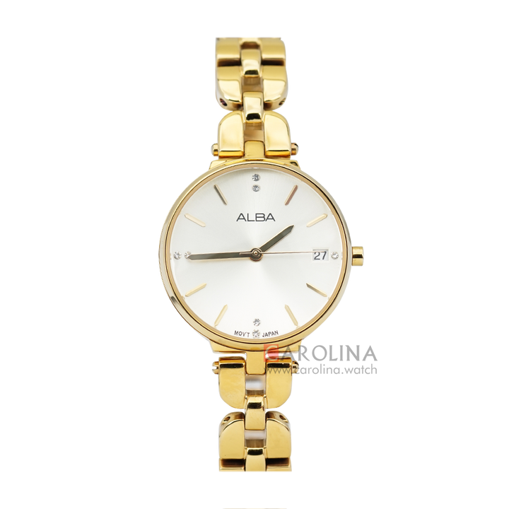 Jam Tangan ALBA Fashion AG8J48X1 Women Gold Dial Gold Stainless Steel Strap
