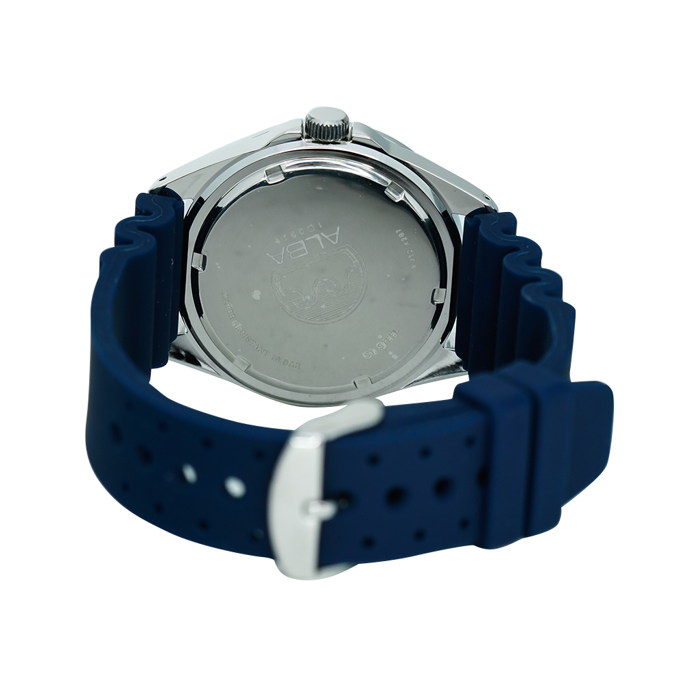 Jam Tangan ALBA Active AG8K19X1 Men Blue Dial Blue Rubber Strap