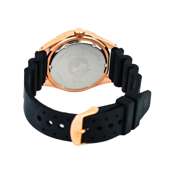 Jam Tangan ALBA Active AG8K20X1 Men Dark Brown Gradation Dial Black Rubber Strap