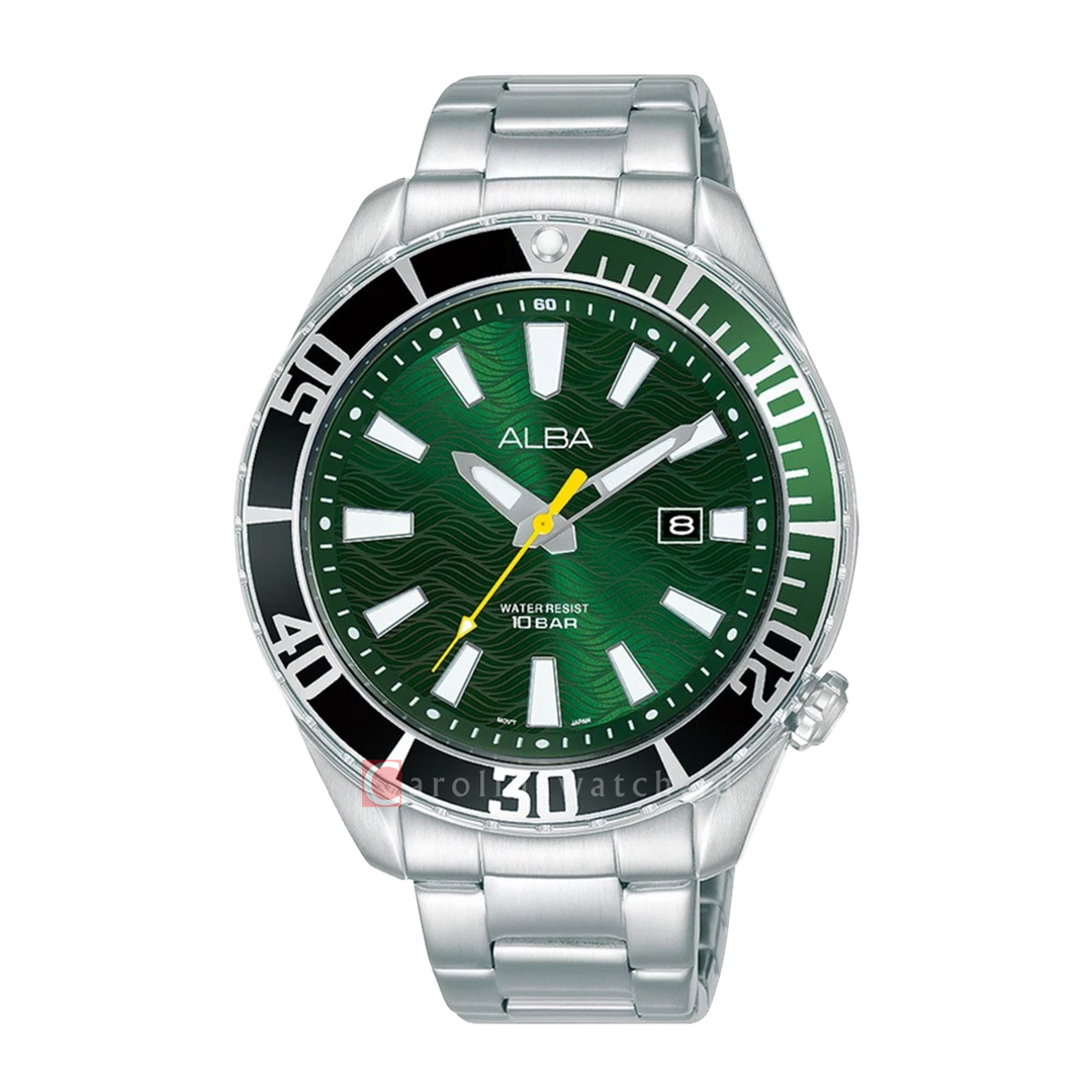 Jam Tangan ALBA Active AG8K29X1 Men Green Dial Stainless Steel Strap