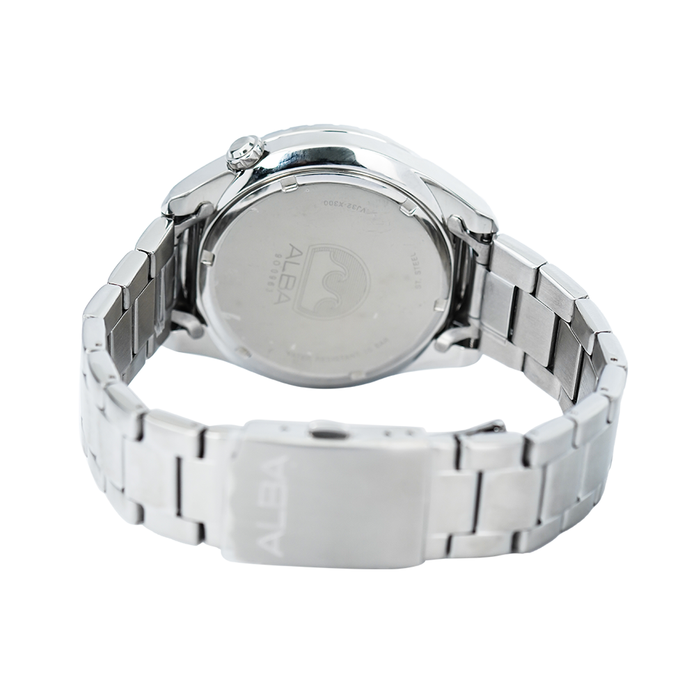 Jam Tangan ALBA Active AG8K33X1 Men Black Pattern Dial Stainless Steel Strap