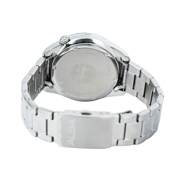 Jam Tangan ALBA Active AG8K33X1 Men Black Pattern Dial Stainless Steel Strap