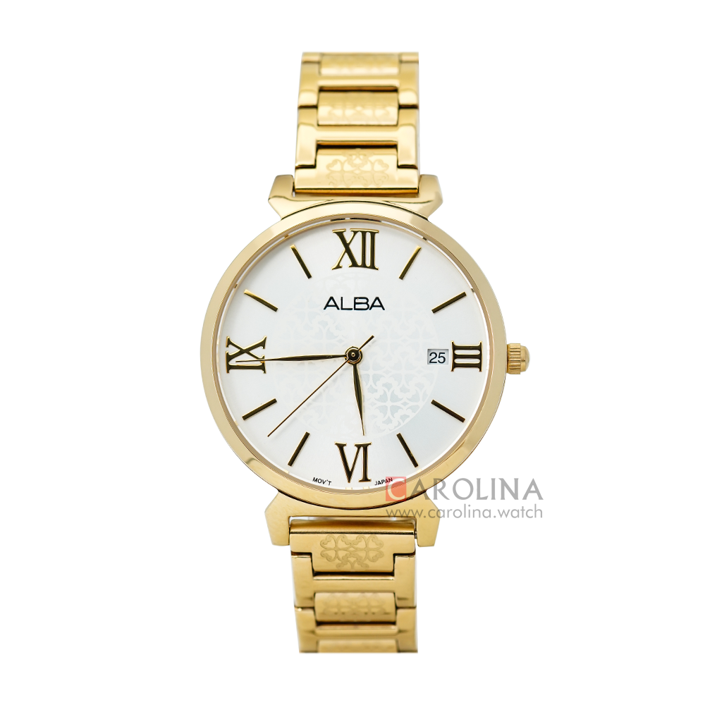 Jam Tangan ALBA Fashion AG8K70X1 Women Silver Dial Gold Stainless Steel Strap