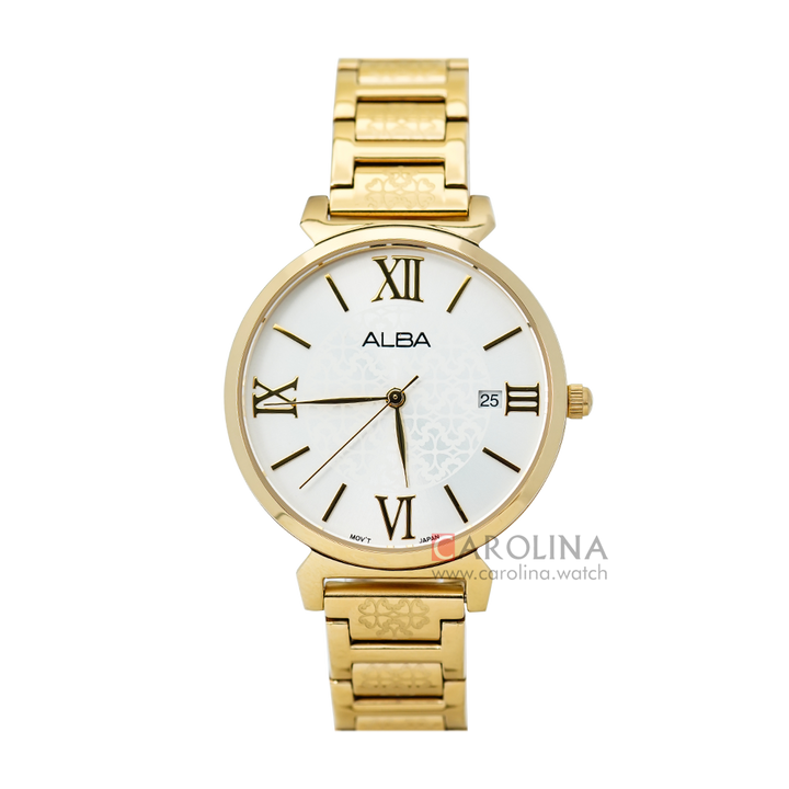 Jam Tangan ALBA Fashion AG8K70X1 Women Silver Dial Gold Stainless Steel Strap