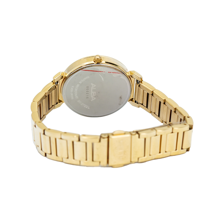 Jam Tangan ALBA Fashion AG8K70X1 Women Silver Dial Gold Stainless Steel Strap