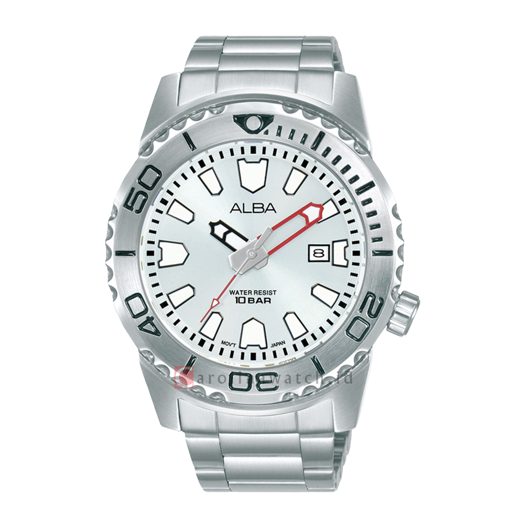 Jam Tangan ALBA Active AG8M09X1 Men Silver Dial Stainless Steel Strap