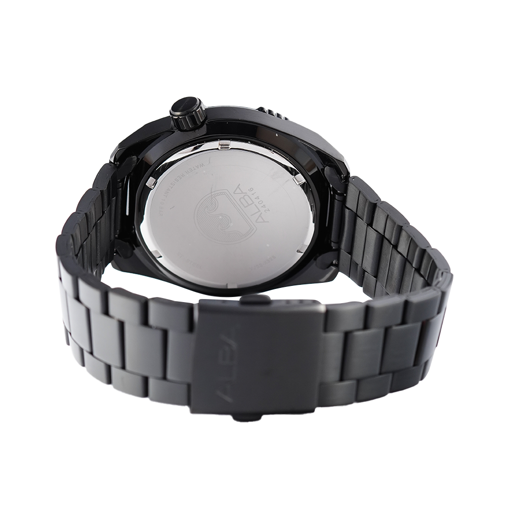Jam Tangan ALBA Active AG8M13X1 Men Black Dial Black Stainless Steel Strap