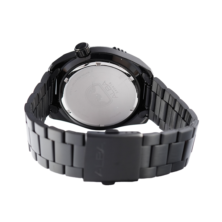 Jam Tangan ALBA Active AG8M13X1 Men Black Dial Black Stainless Steel Strap