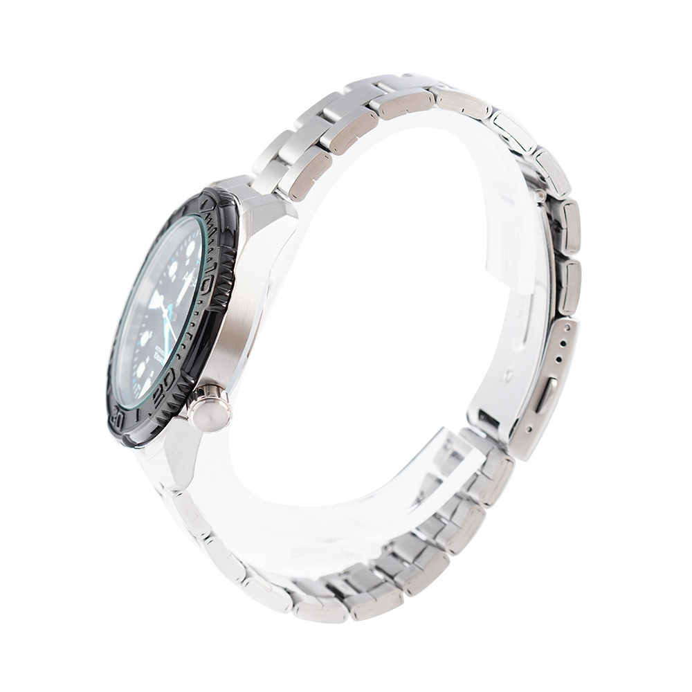 Jam Tangan ALBA AG8M15X1 Men Black Dial Stainless Steel Strap