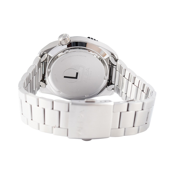 Jam Tangan ALBA AG8M15X1 Men Black Dial Stainless Steel Strap