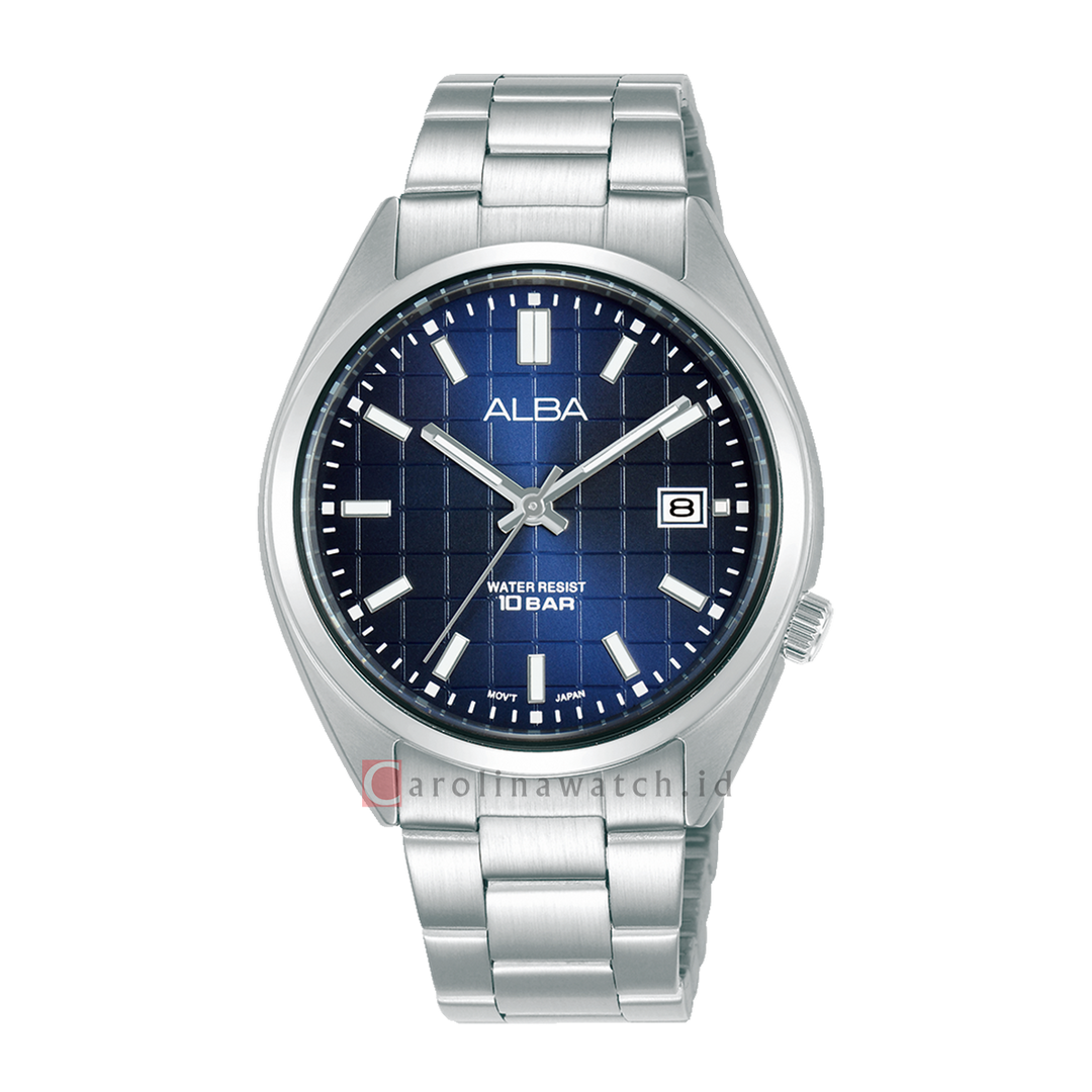 Jam Tangan ALBA Active AG8M35X1 Women Blue Patterned Dial Stainless Steel Strap