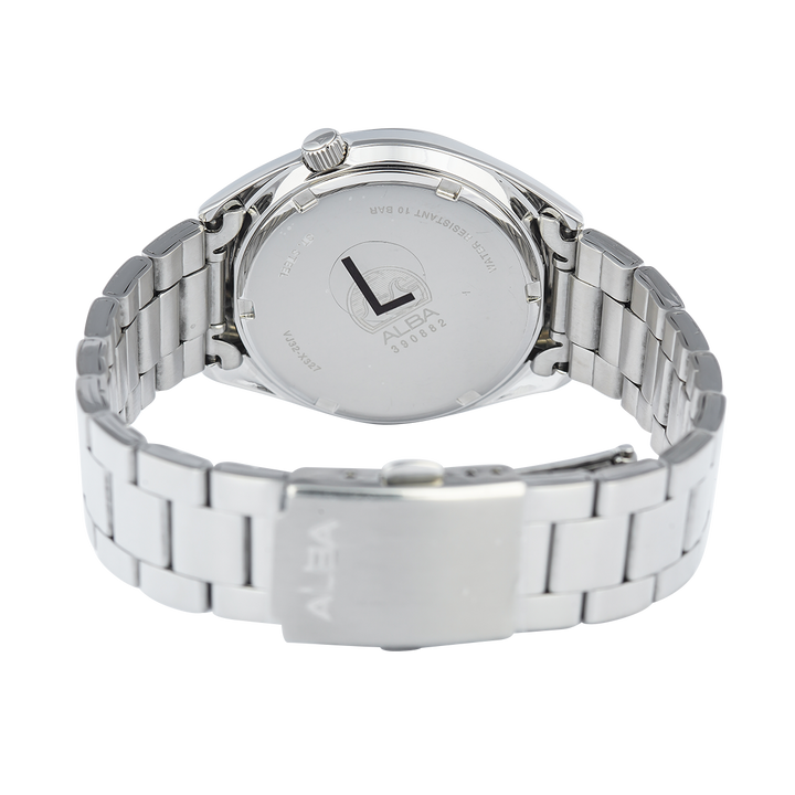 Jam Tangan ALBA Active AG8M37X1 Women Light Blue Patterned Dial Stainless Steel Strap