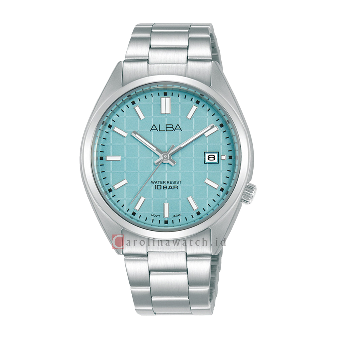Jam Tangan ALBA Active AG8M37X1 Women Light Blue Patterned Dial Stainless Steel Strap
