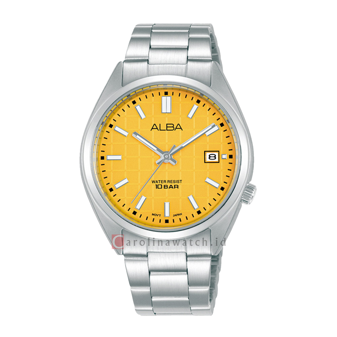 Jam Tangan ALBA Active AG8M41X1 Ladies Yellow Patterned Dial Stainless Steel Strap