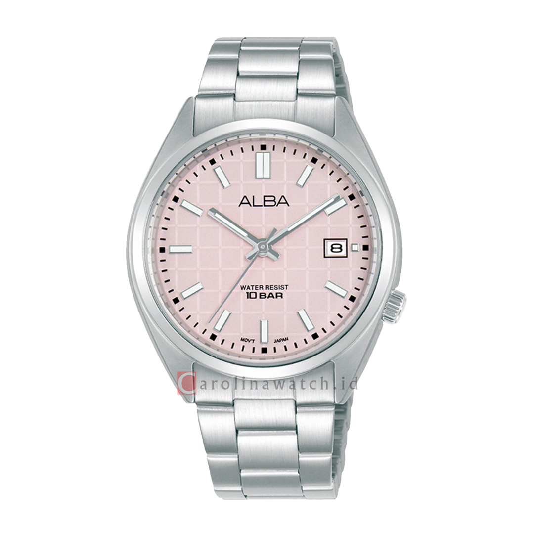 Jam Tangan ALBA Active AG8M43X1 Ladies Light Pink Patterned Dial Stainless Steel Strap