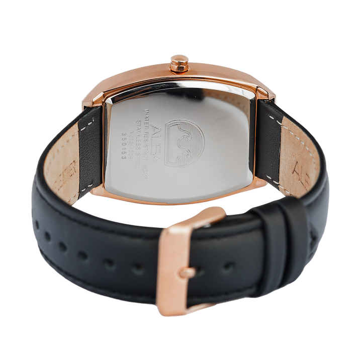 Jam Tangan ALBA Active AG8M84X1 Men Black Glitter Dial Black Leather Strap