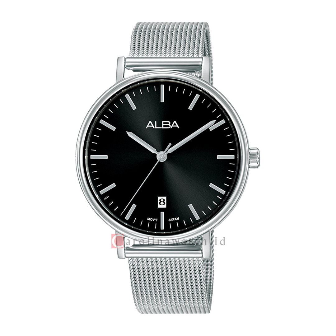 Jam Tangan ALBA Fashion AG8N85X1 Women Black Dial Mesh Stainless Steel Strap