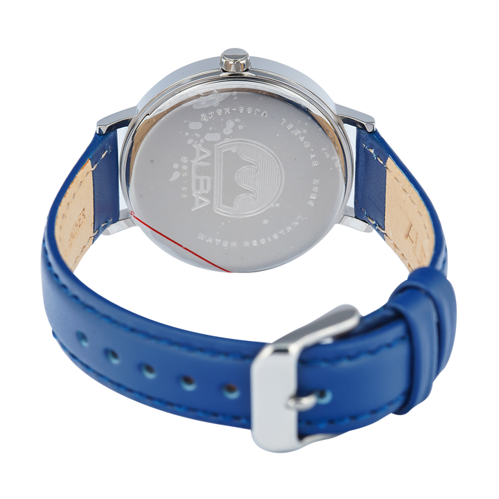 Jam Tangan ALBA Fashion AG8N91X1 Women Blue Dial Light Blue Leather Strap