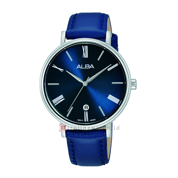Jam Tangan ALBA Fashion AG8N91X1 Women Blue Dial Light Blue Leather Strap