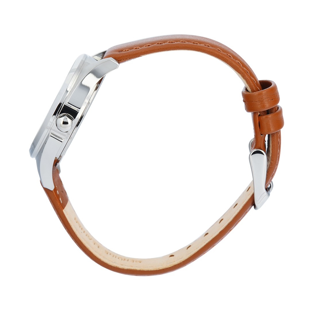 Jam Tangan ALBA Fashion AG8P97X1 Women White Dial Brown Leather Strap