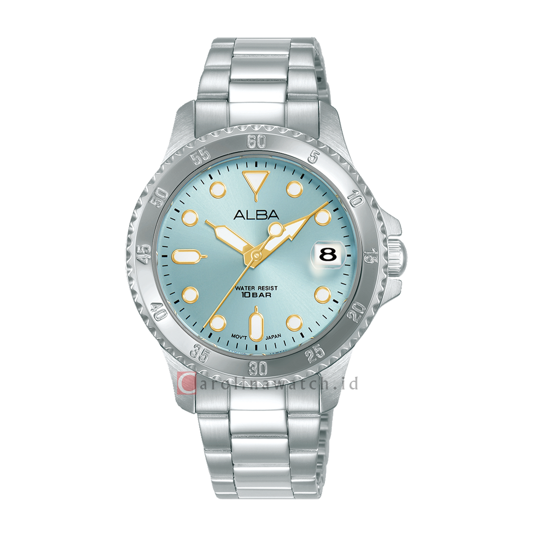 Jam Tangan ALBA Active AG8Q41X1 Women Light Blue Dial Stainless Steel Strap