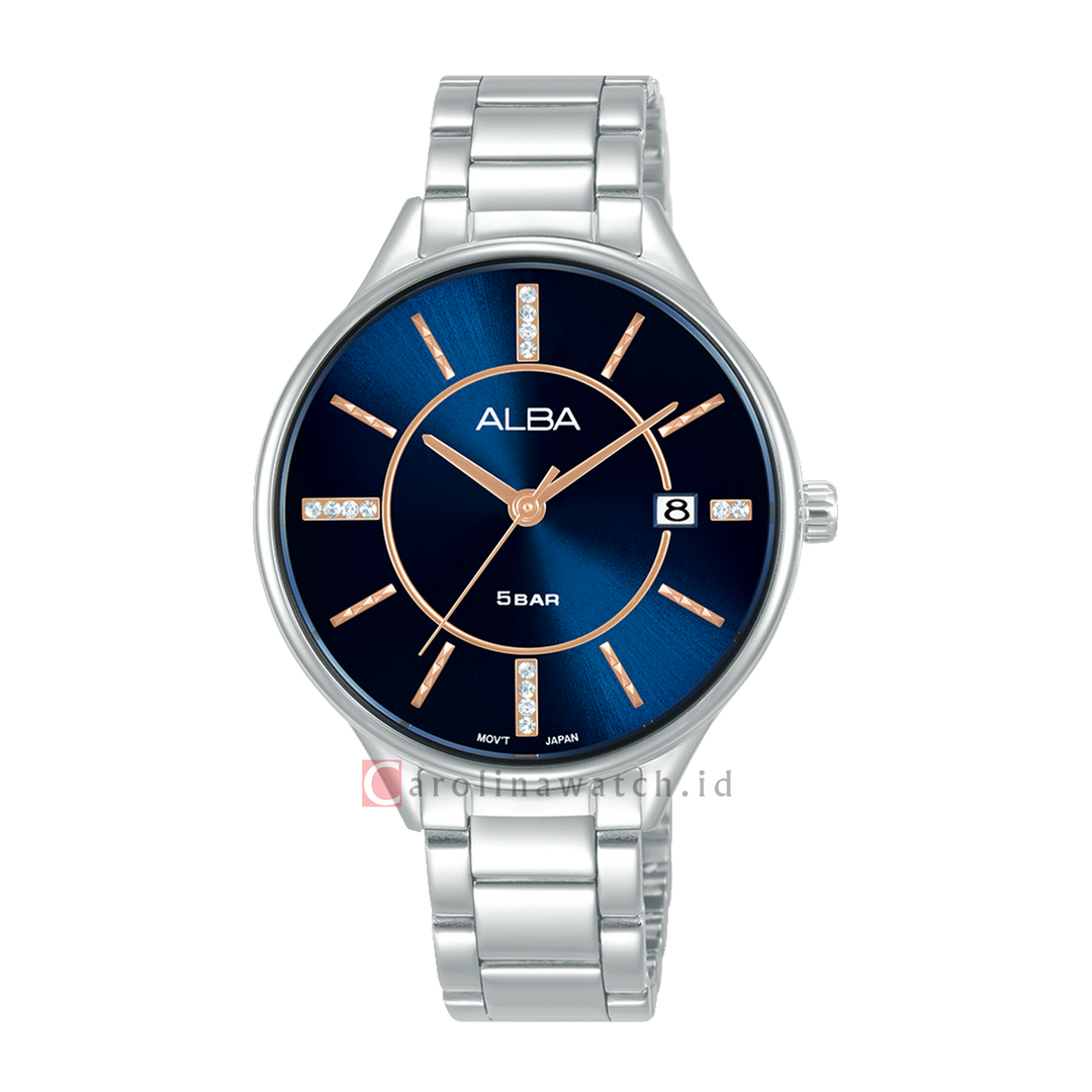 Jam Tangan ALBA Fashion AG8Q53X1 Women Blue Dial Stainless Steel Strap