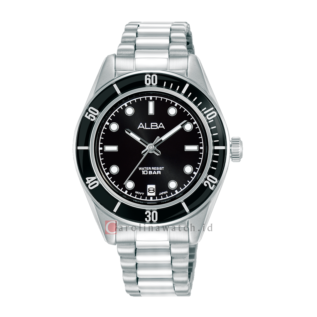 Jam Tangan Alba Active AG8Q61X1 Women Black Dial Stainless Steel Strap