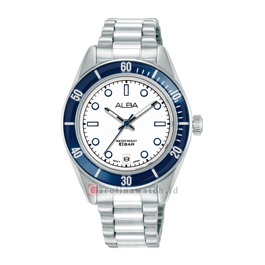 Jam Tangan Alba Active AG8Q63X1 Women White Dial Stainless Steel Strap