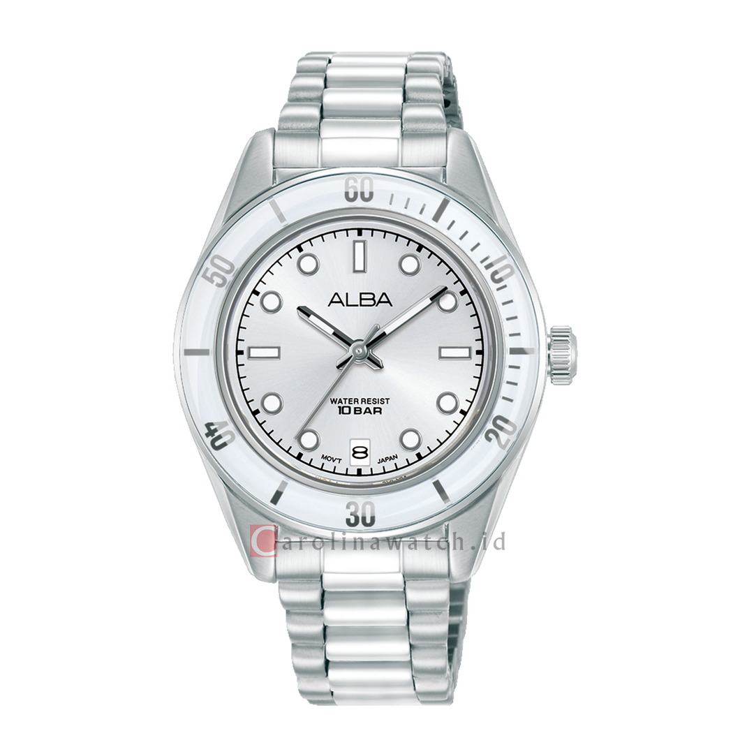 Jam Tangan Alba Active AG8Q65X1 Women Silver Dial Stainless Steel Strap