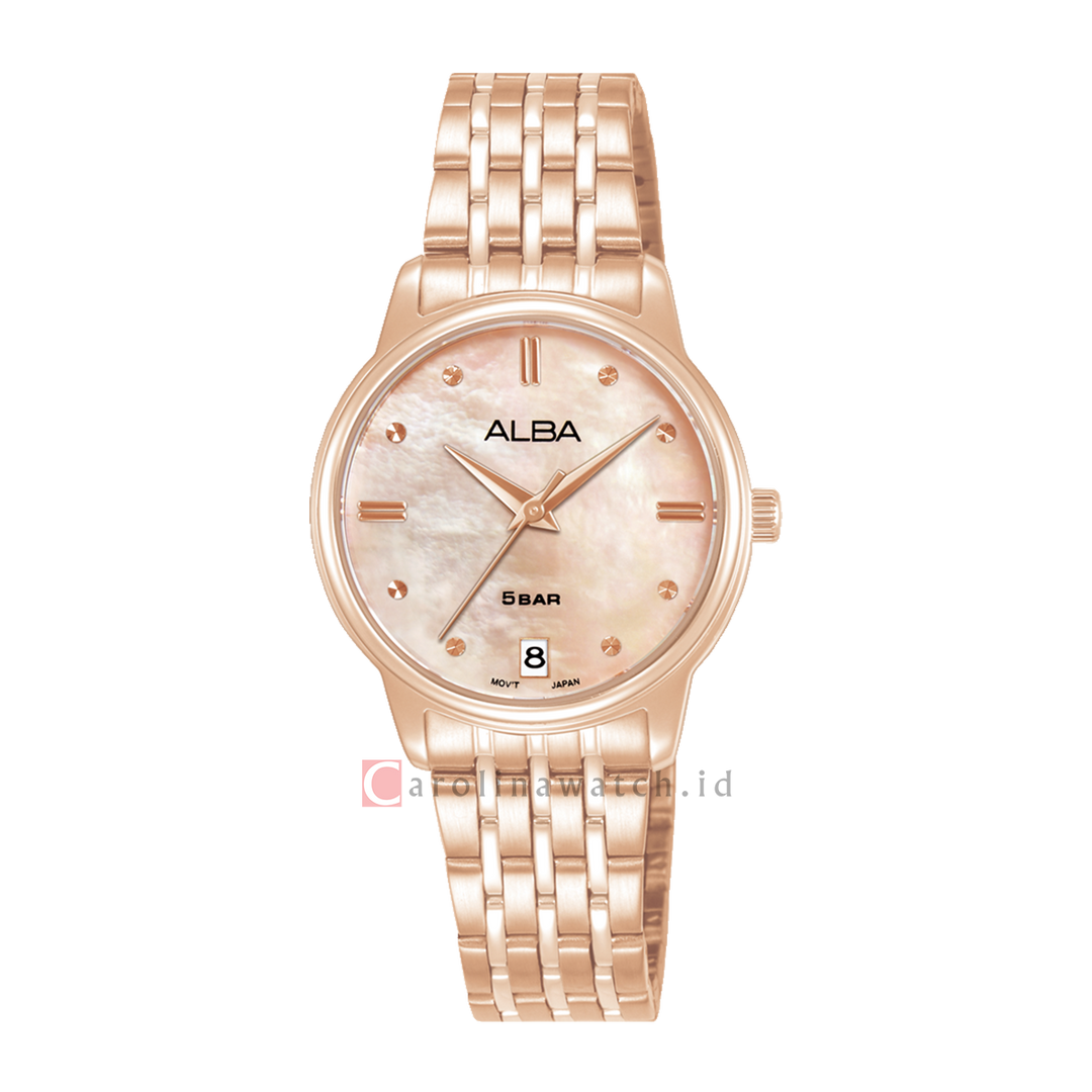 Jam Tangan Alba Fashion AG8Q72X1 Women Analog Dial Rose Gold Stainless Steel Strap