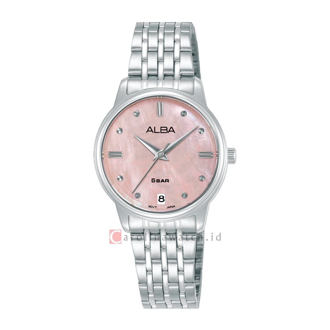 Jam Tangan Alba Fashion AG8Q79X1 Women Pink Dial Stainless Steel Strap