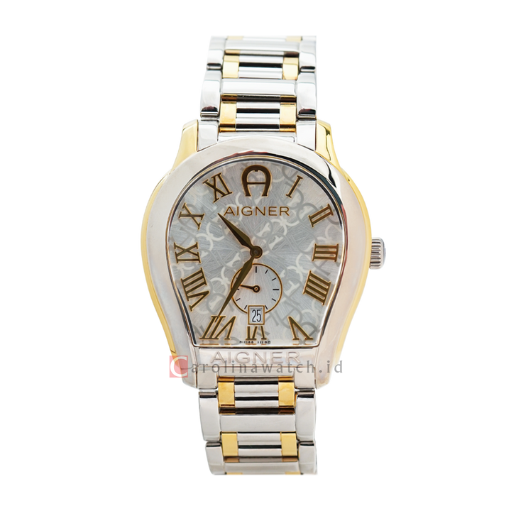 Jam Tangan AIGNER Vicenza AGA111115 Men Mother of Pearl Dial Dual Tone Stainless Steel Strap