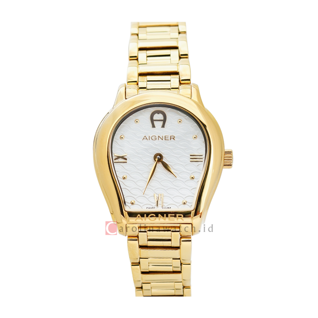 Jam Tangan AIGNER AGA111217 Women White Dial Gold Stainless Steel Strap