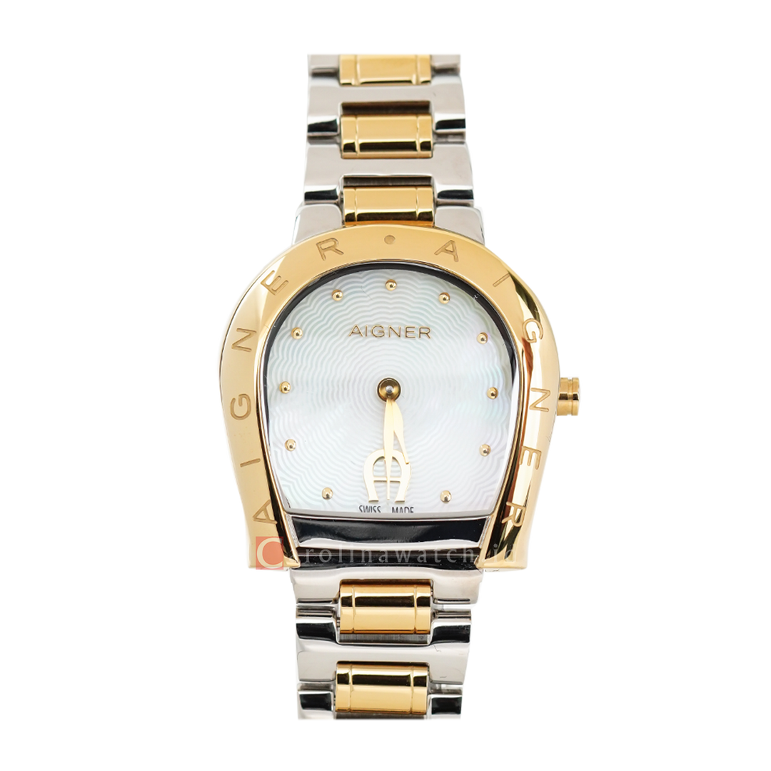 Jam Tangan AIGNER AGA122214 Women White Dial Dual Tone Stainless Steel Strap