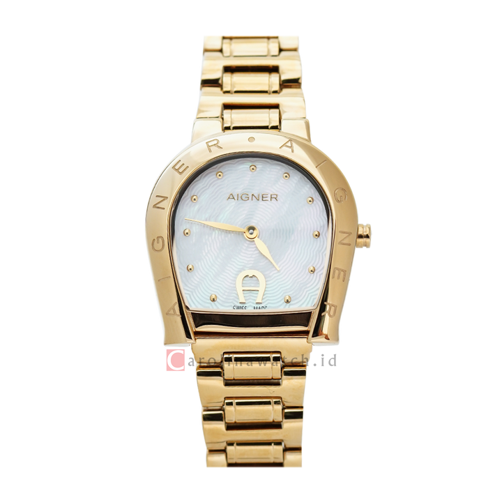 Jam Tangan AIGNER AGA122216 Women White MOP Dial Gold Stainless Steel Strap