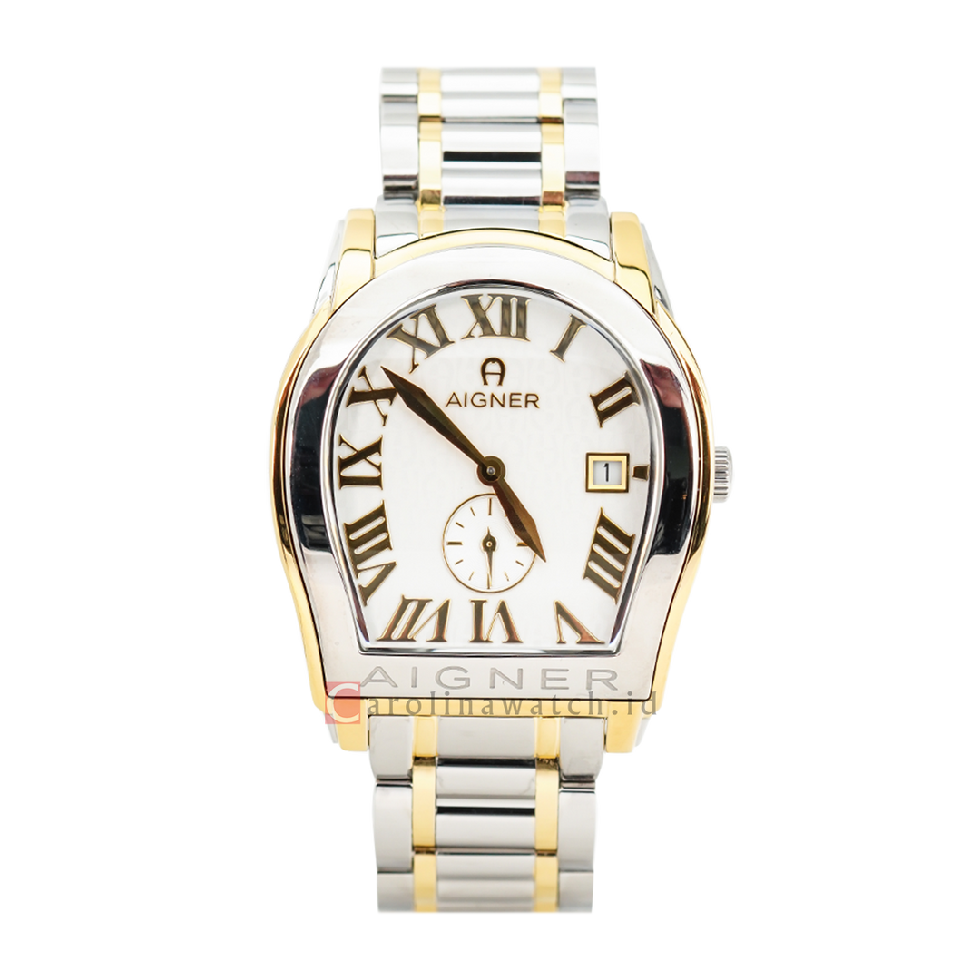 Jam Tangan AIGNER Modena AGA127108 Men White Dial Dual Tone Stainless Steel Strap