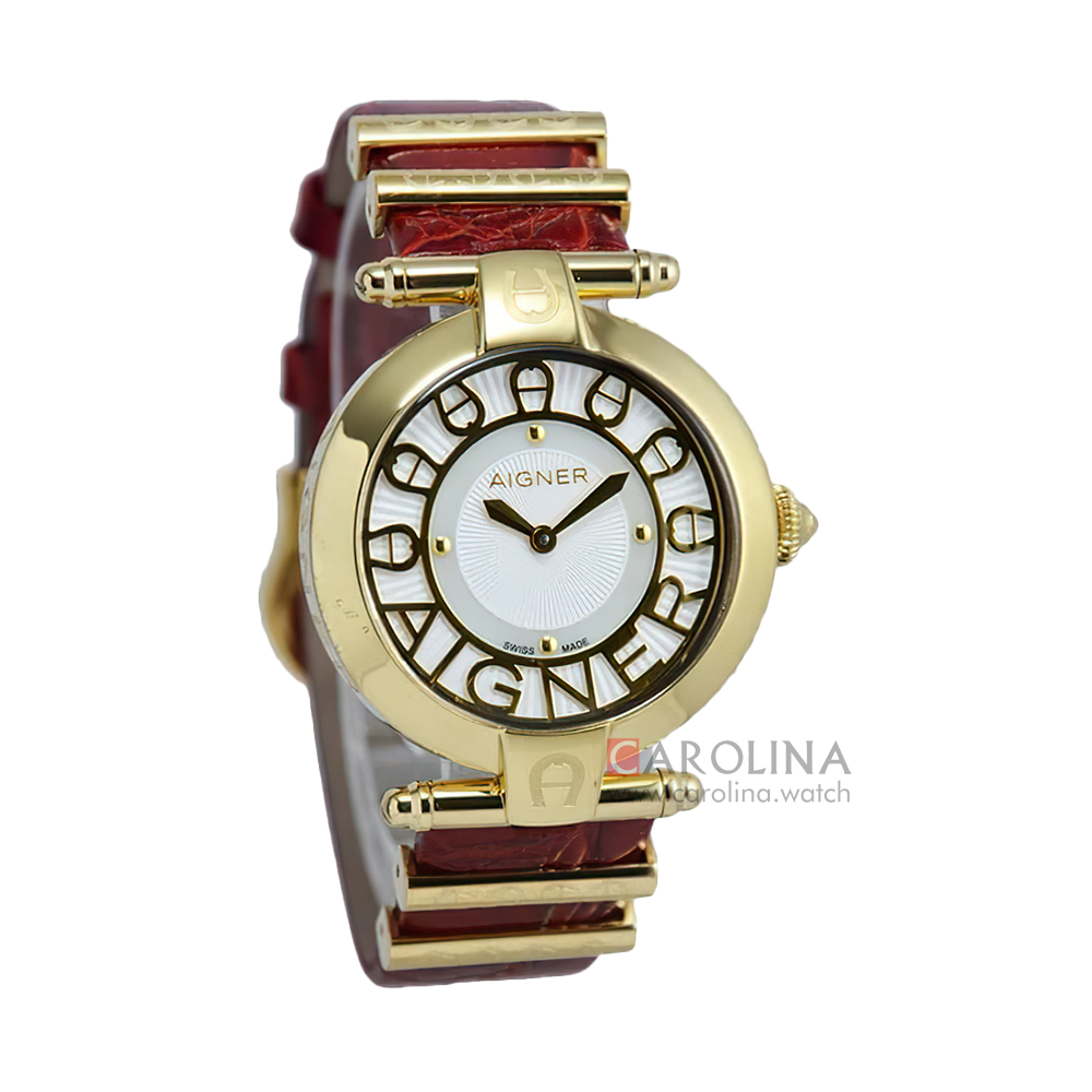 Jam Tangan AIGNER Siena AGA16252 Women White Dial Red Leather Strap