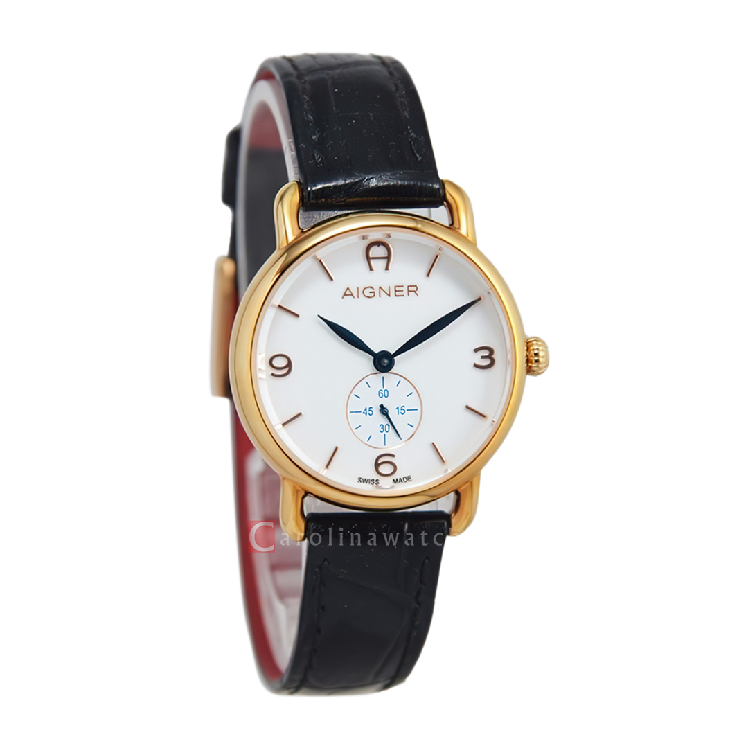 Jam Tangan AIGNER Belluno AGA17210 Women White Dial Black Leather Strap