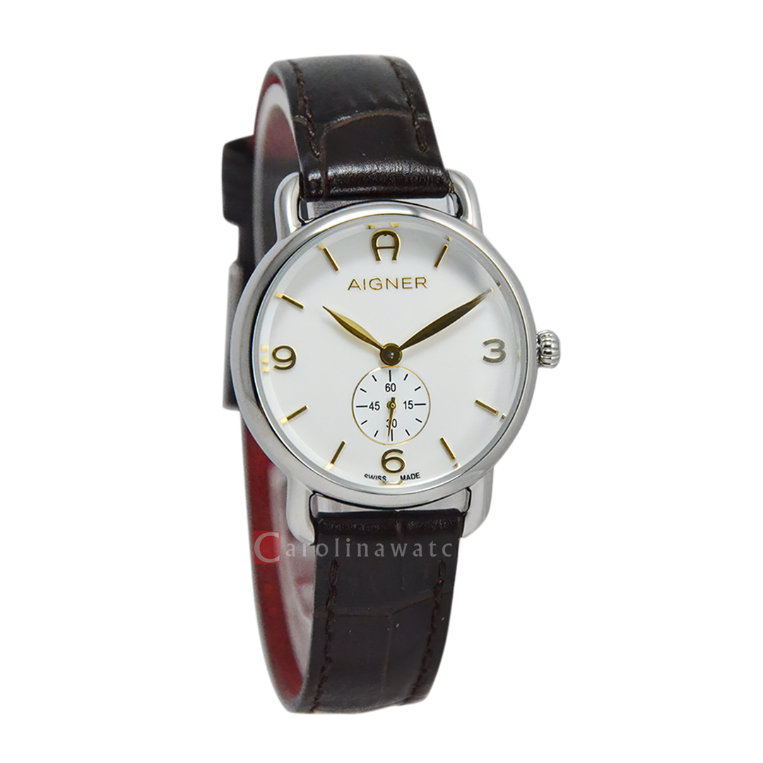 Jam Tangan AIGNER AGA17212A Women White Dial Brown Leather Strap